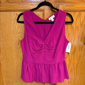 ON 5th V-Neck Peplum Tank in Bright Fuchsia